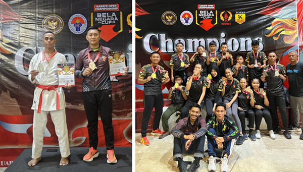 Prajurit Yonarmed 1 Kostrad berhasil meraih prestasi dalam Kejuaraan Nasional (Kejurnas) Karate Open Championship Bela Negara Cup 2025, Minggu (09/02/2025). (foto: Penajusta/Narwan)