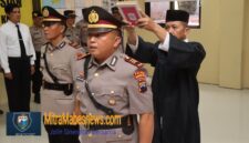 AKBP Anita Indah Setyaningrum memimpin upacara serah terima jabatan (Agri/Mitramabesnews.com/Magelang)