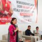Anggota Komisi XIII DPR RI Fraksi PDI Perjuangan Dapil Jawa Tengah VI, Vita Ervina, S.E., M.B.A. bersama perwakilan Kanwil HAM Jawa Tengah, menggelar Sosialisasi tentang Implementasi Penghormatan, Perlindungan, Pemenuhan, Penegakan, dan Pemajuan Hak Asasi Manusia, Sabtu (20/09/2025) di Kota Magelang. (foto: Narwan) 